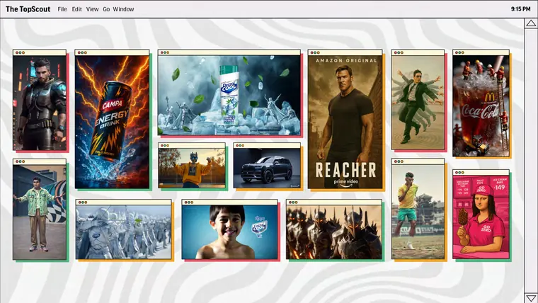 AI-generated branded frames produced for client campaigns.