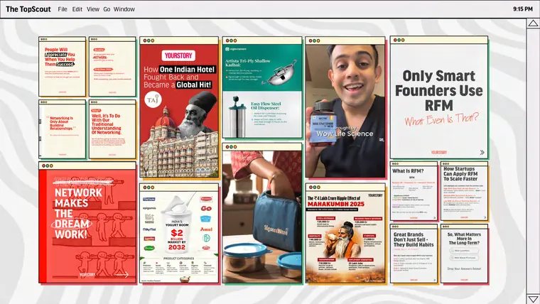 Always-on social posts and editorial cards from TopScout channel work.